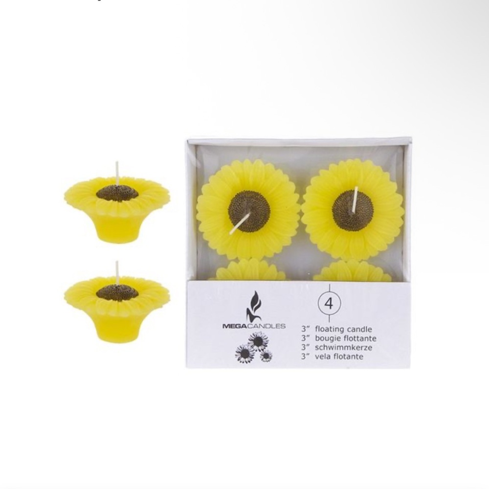 Sunflower Floating Decorative Candles - Yellow